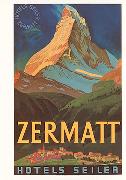 01372; PlakK A6: Zermatt, Hotels Seiler 1933