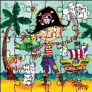 Puzzle-Karte. Birthday Pirate
